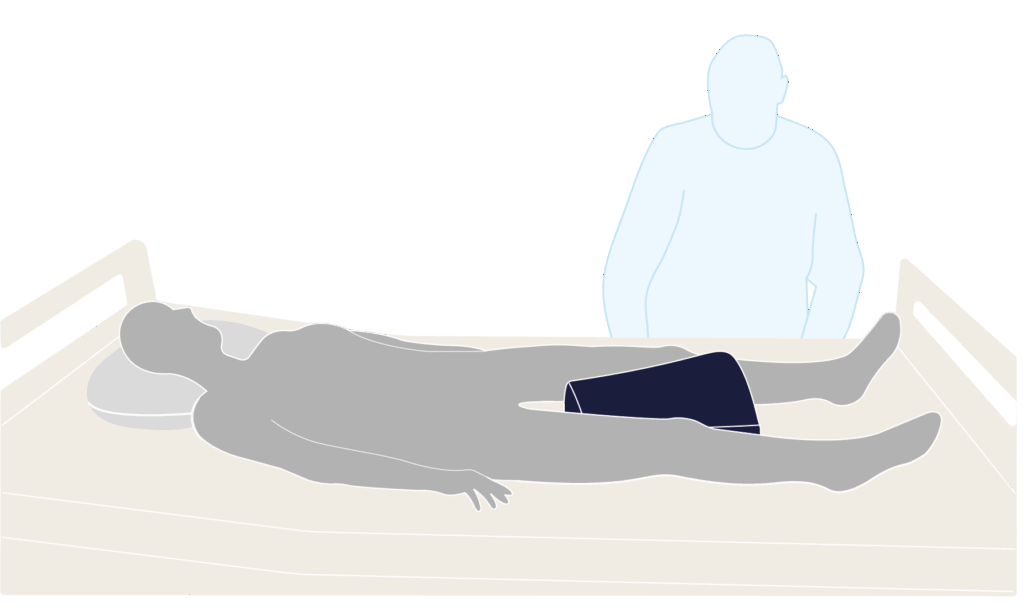 Illustration des Positionierungsbeispiels mit dem Huefspreizkissen