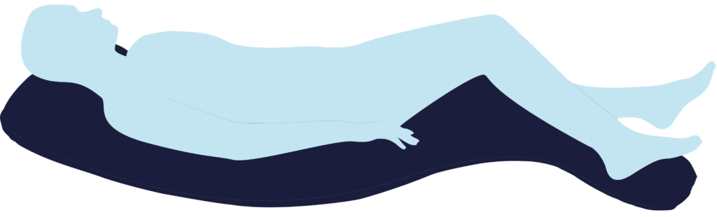 Illustration einer Person die auf dem Full Body Positionierungskissen liegt